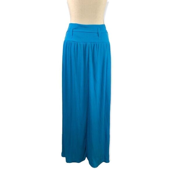 Berlin Black Label USA Maxi Skirt Aqua Blue Ribbed Jersey Knit Size Large - Picture 3 of 9